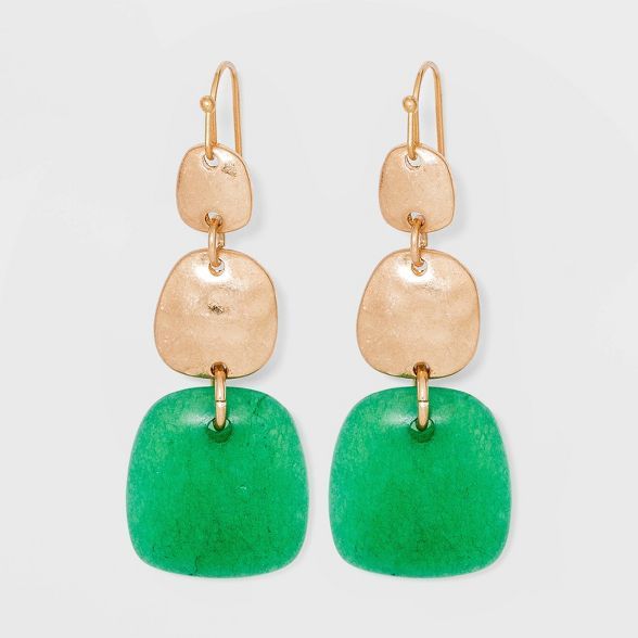 Semi-Precious Worn Gold Drop Earrings - Universal Thread™ | Target