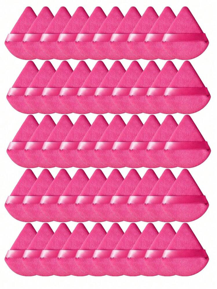 50pcs Triangular Velvet Makeup Powder Puff, Facial Powder Puff, Reusable Makeup Powder Puff, Facial And Eye Makeup Powder Puff, Soft Makeup Foundation Make-Up Powder Puff, Makeup Foundation Make-Up Facial Powder Dry Makeup Tools | SHEIN
