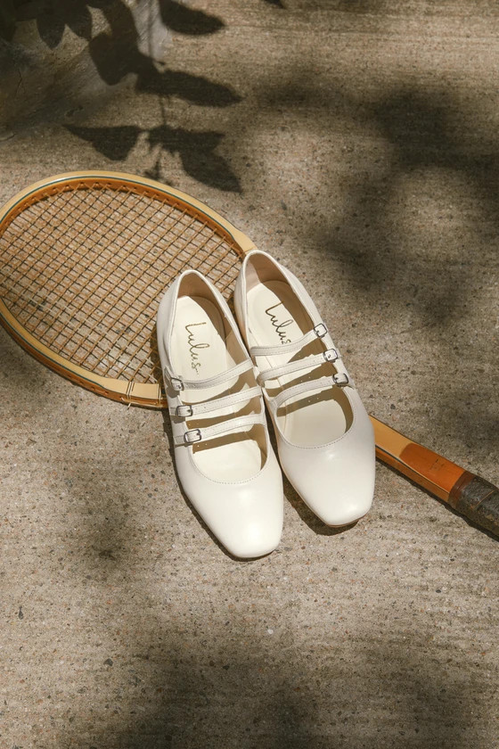 Ortie Bone Strappy Buckle Ballet Flats | Lulus