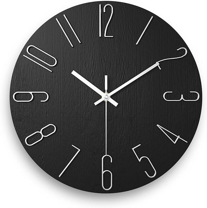 fapugh 12 Inch Wall Clock Silent Non Ticking, Preciser Modern Style Decor Clock for Home, Office,... | Amazon (US)