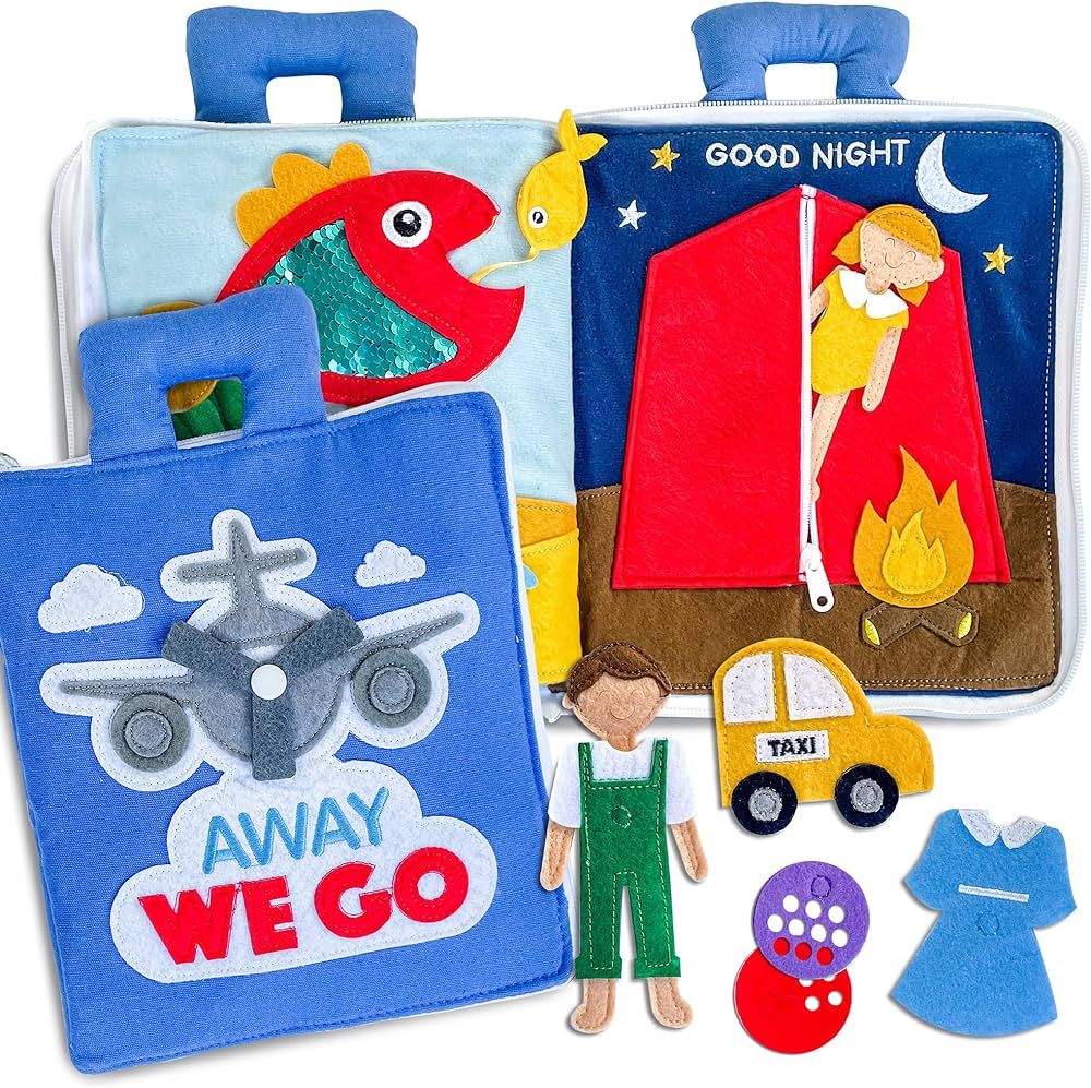 Curious Columbus Quiet Book. Away We Go Activity Busy Book. Montessori Toy for Toddlers. Educational Toy for Toddlers, Preschool and Early Learning. Toddler Airplane Travel Essentials Travel Toys | Amazon (US)