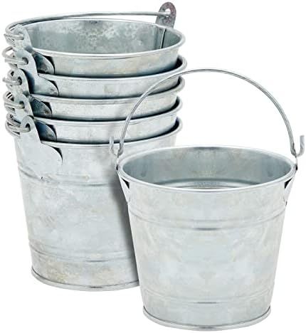 6 Pack Small Galvanized Buckets with Handles, Mini Tin Pails for Themed Party Favors, Succulents,... | Amazon (US)