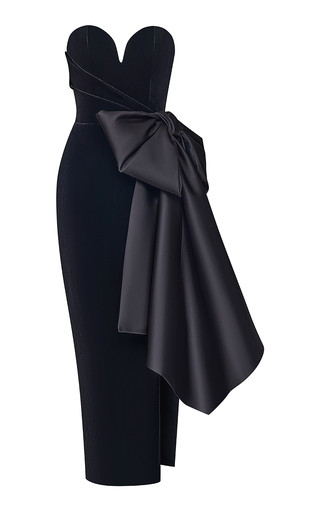 Bow-Detailed Velvet Corset Midi Dress | Moda Operandi (Global)
