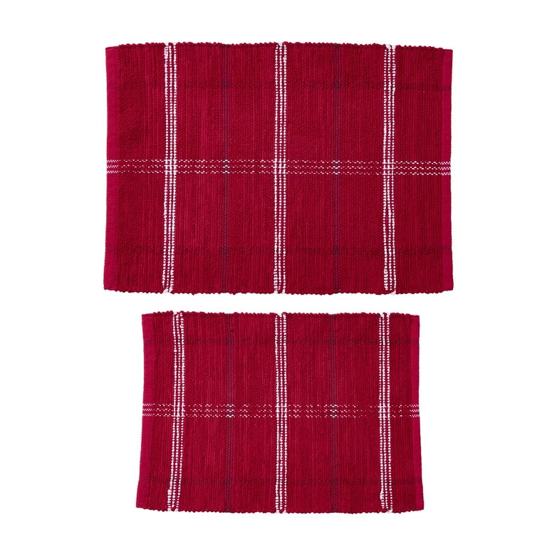 Better Homes & Gardens Cotton Holiday Christmas Plaid Farmhouse Plaid 2 Piece Bath Rug Set, Red, ... | Walmart (US)