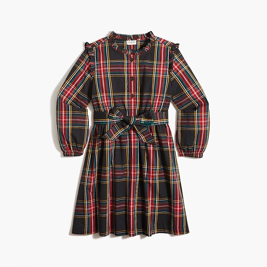 Girls' holiday tartan button-up dress | J.Crew Factory