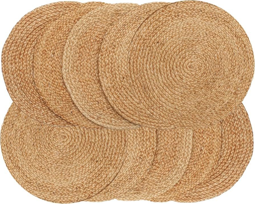 Jute Placemats, Set of 10 Round Woven Placemats 100% Natural Jute, Nonslip Round Placemats 13x13 ... | Amazon (US)