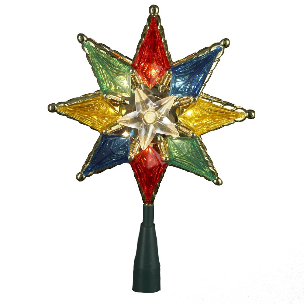 Kurt Adler 10-Light 8-Point Star Christmas Treetop, 8-Inch, Multi-Colored | Amazon (US)