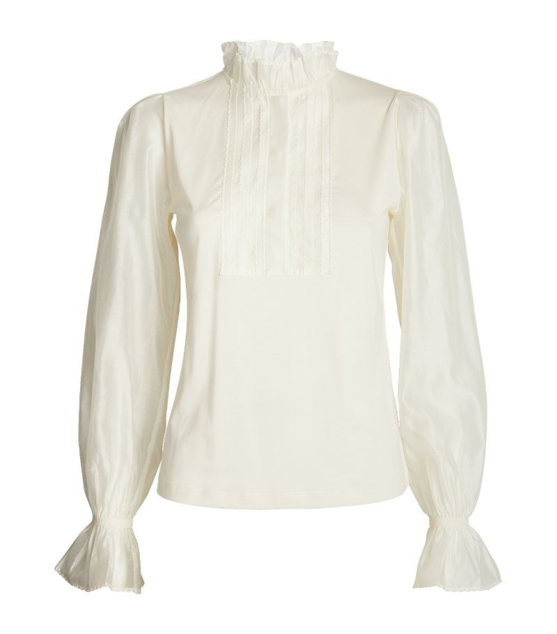 ME+EM Scalloped Bib Blouse | Harrods