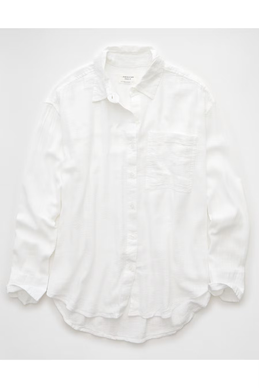 AE Perfect Button-Up Shirt Women's White L | American Eagle Outfitters (US & CA)