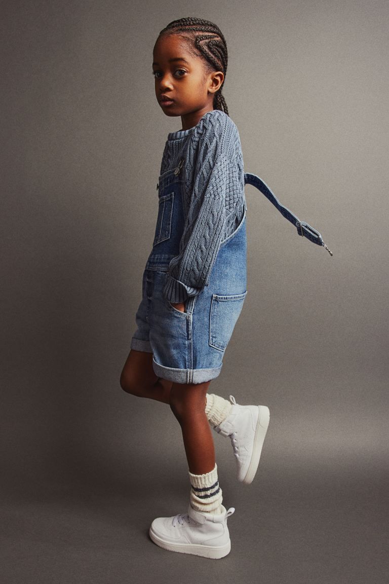 Denim Overall Shorts - Denim blue - Kids | H&M US | H&M (US + CA)