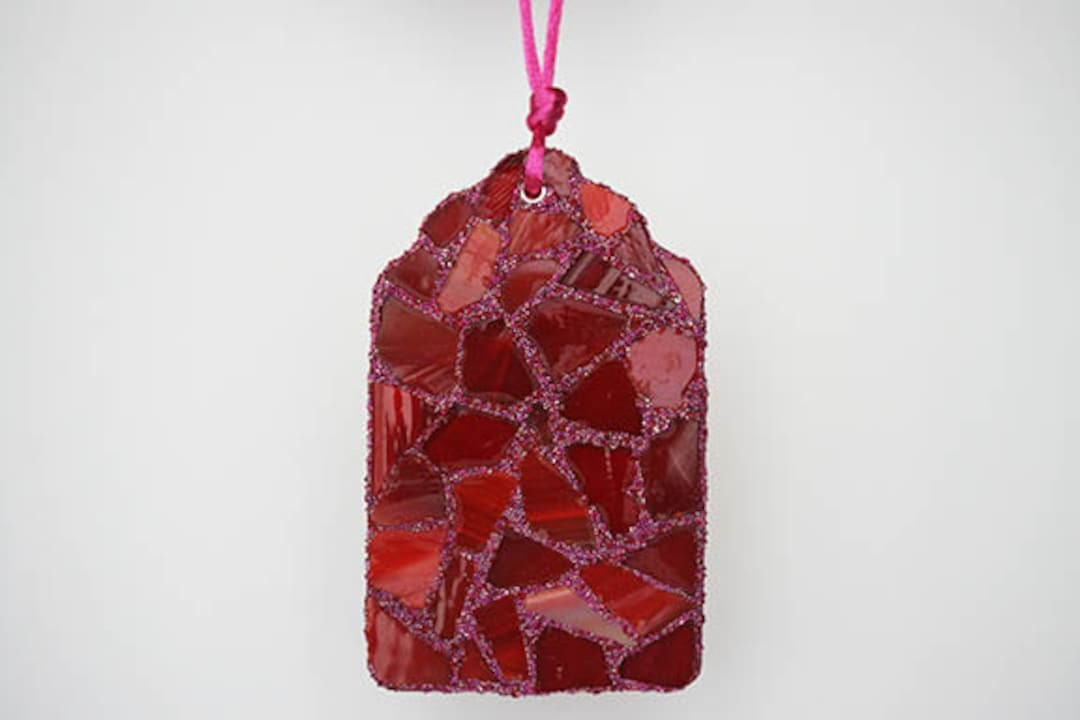 Red Mosaic Ornament Rectangle Tag Christmas Holiday Crimson - Etsy | Etsy (US)
