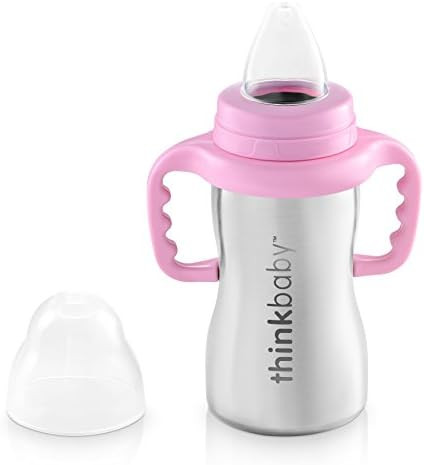 Thinkbaby Stainless Steel Sippy Cup, Pink (9 ounce) | Amazon (US)