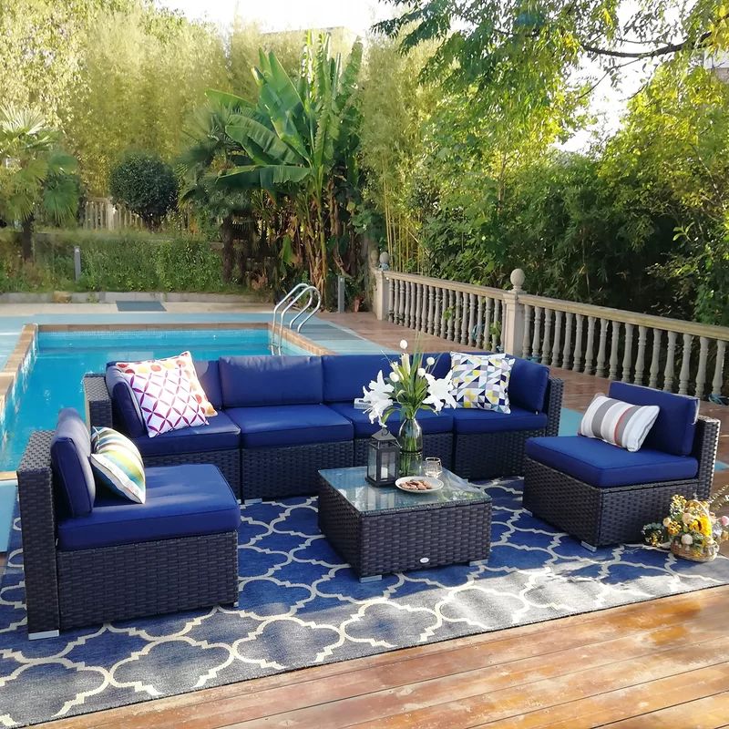 Mcgahan Wicker/Rattan 6 - Person Seating Group with Cushions | Wayfair North America