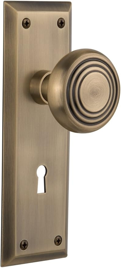 Nostalgic Warehouse New York Plate with Keyhole Deco Knob, Single Dummy, Antique Brass | Amazon (US)