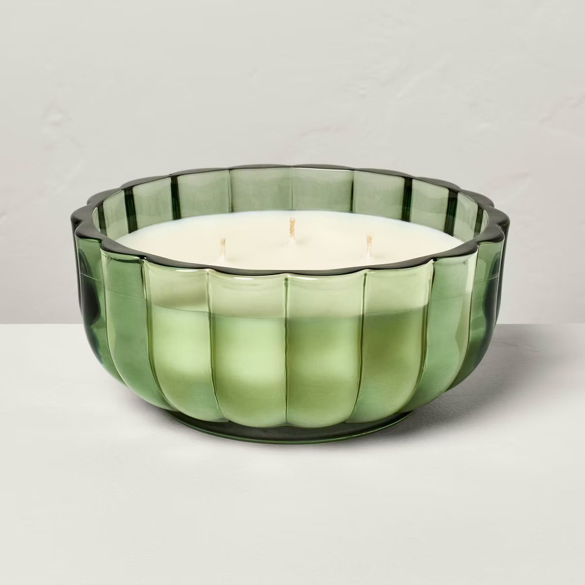 Tinted Glass Smoked Apple Cider Scalloped Jar Candle Green - Hearth & Hand™ with Magnolia | Target