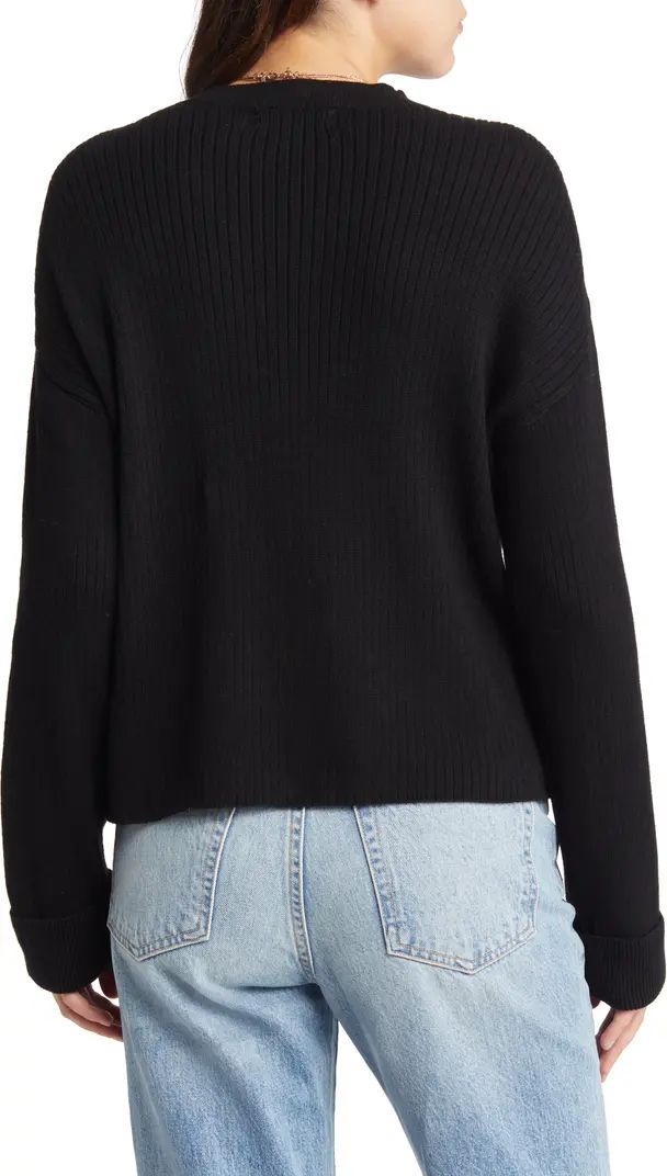 Cuff Sleeve Rib Cotton Sweater | Nordstrom