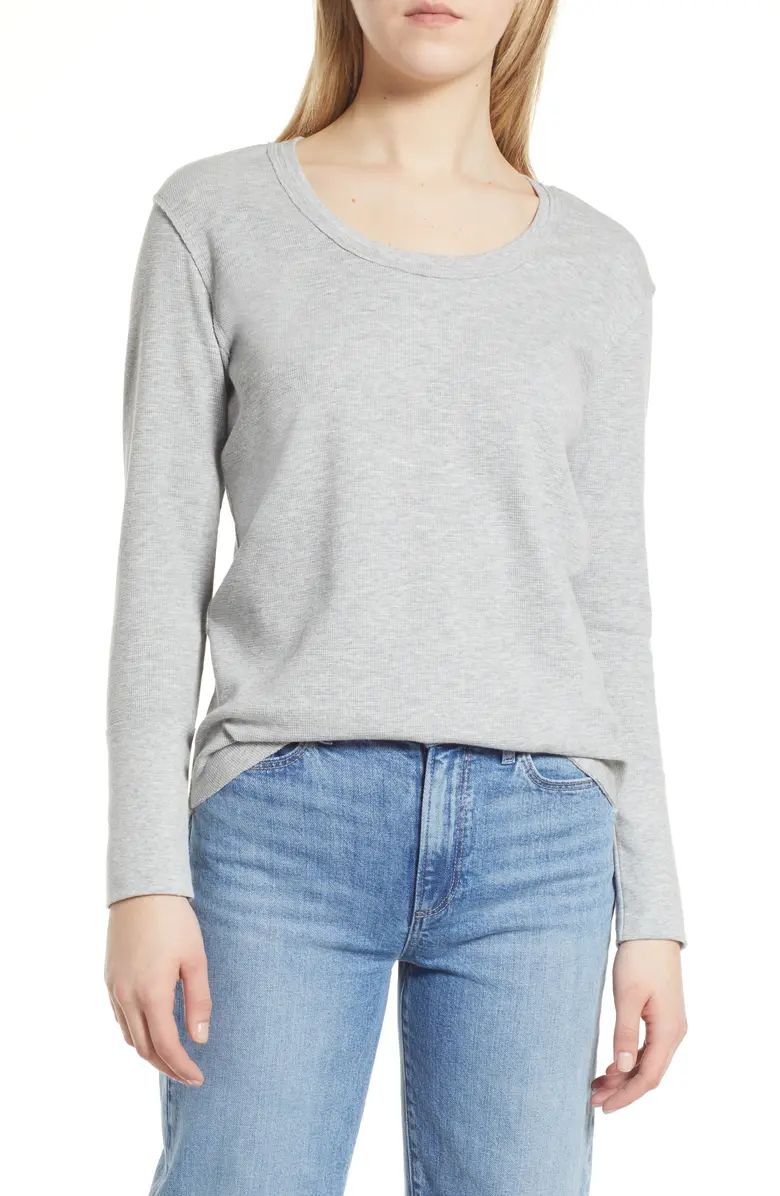 Scoop Neck Long Sleeve Raw Edge Thermal Top | Nordstrom