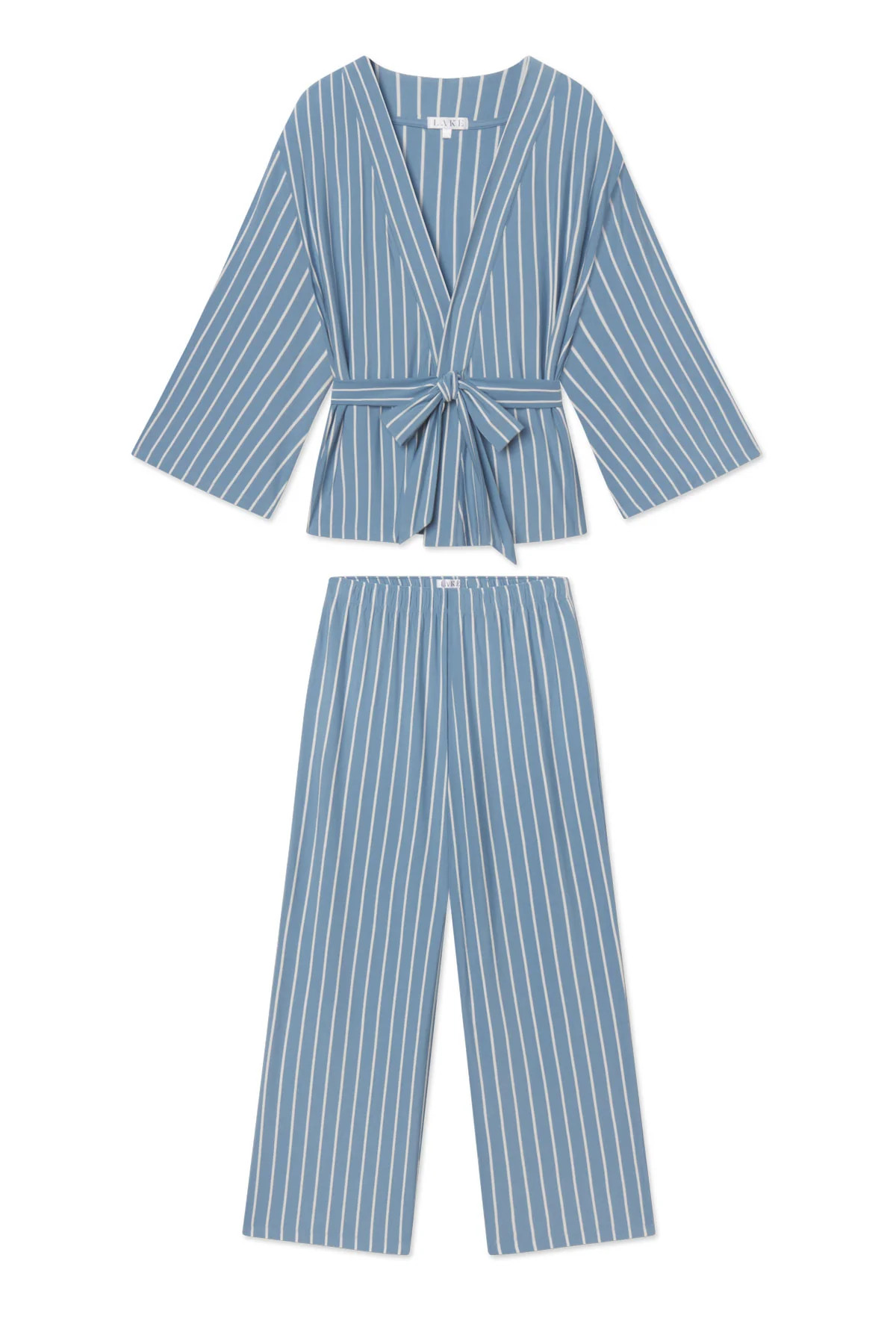 DreamModal™ Kimono Pajama Set in Serene Blue Stripe | Lake Pajamas