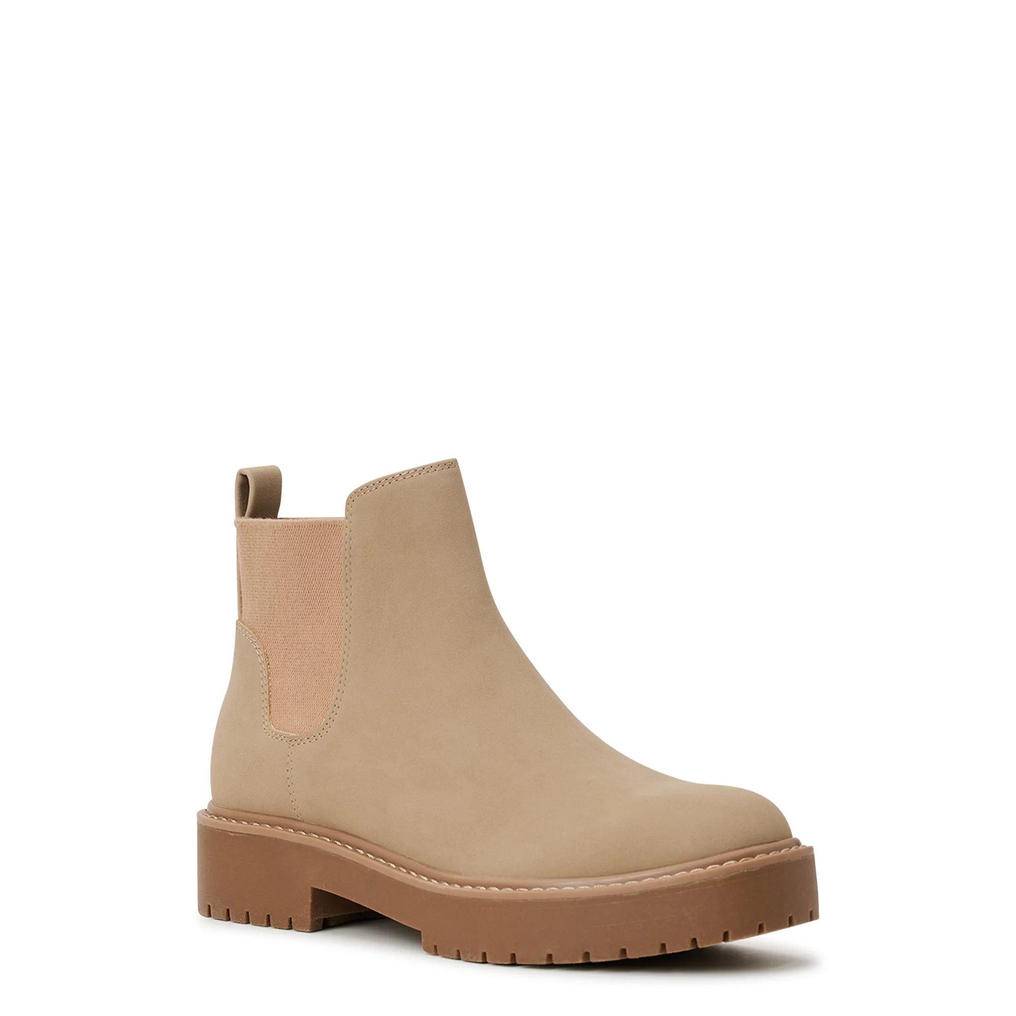 Time and Tru Women's Faux Suede Chelsea Boots with Lug Sole | Walmart (US)