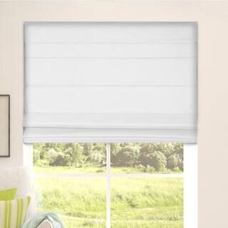 White Cordless Bottom Up Room Darkening Fabric Roman Shade 34 in. W x 60 in. L (Actual Size) | The Home Depot