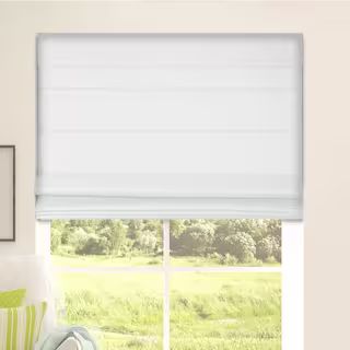 White Cordless Bottom Up Room Darkening Fabric Roman Shade 34 in. W x 60 in. L (Actual Size) | The Home Depot