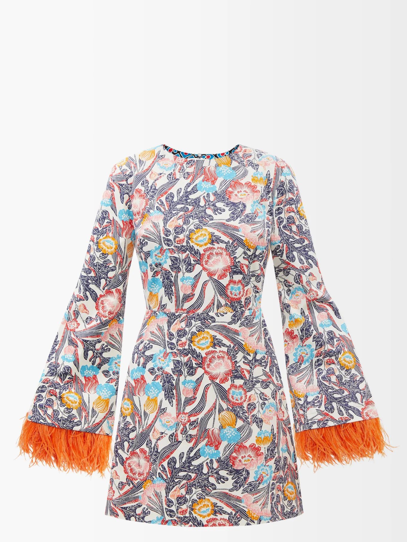 Spock feather-trim cotton-blend mini dress | La DoubleJ | Matches (UK)