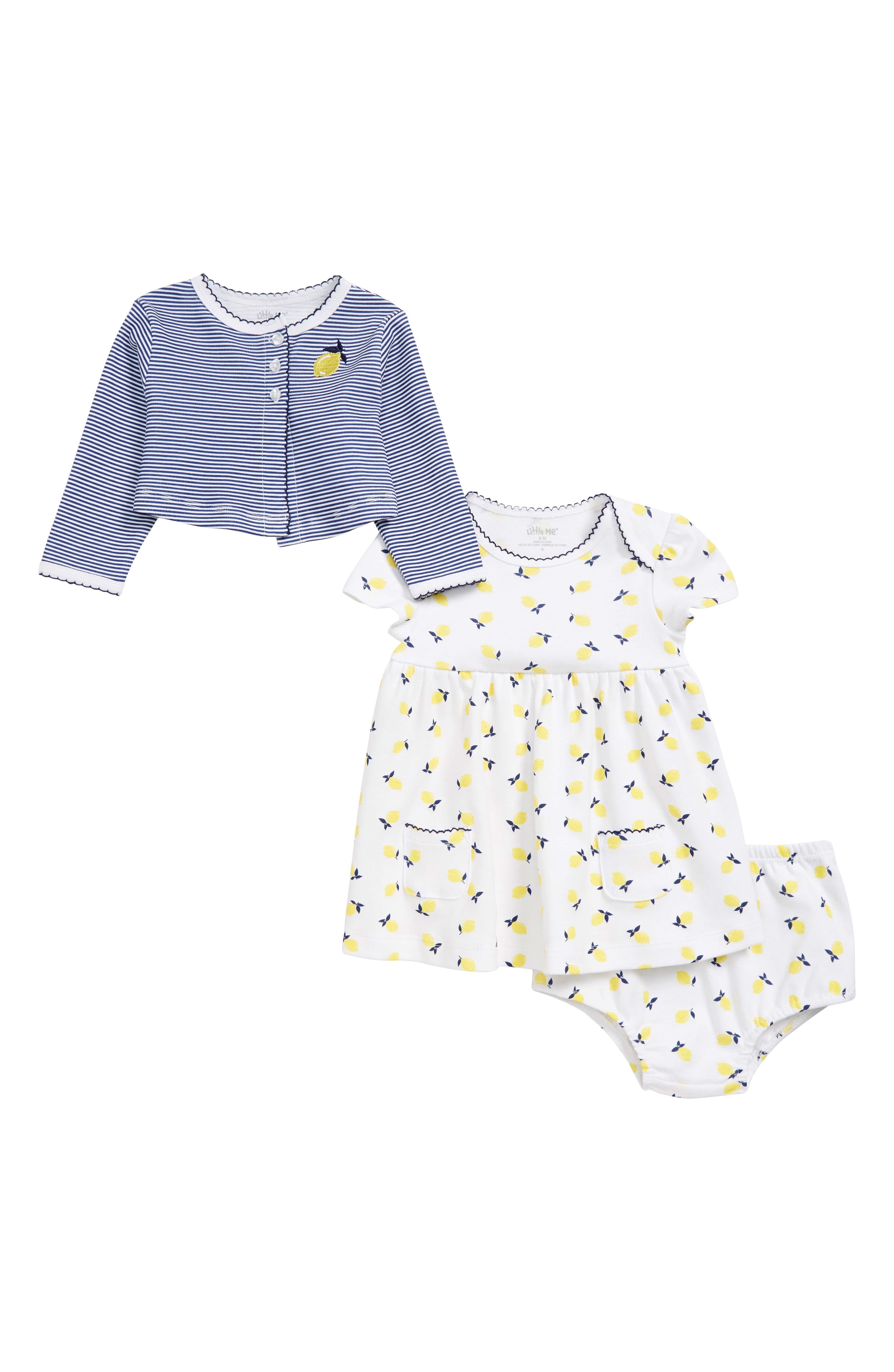 Infant Girl's Little Me Lemon Dress & Cardigan Set | Nordstrom