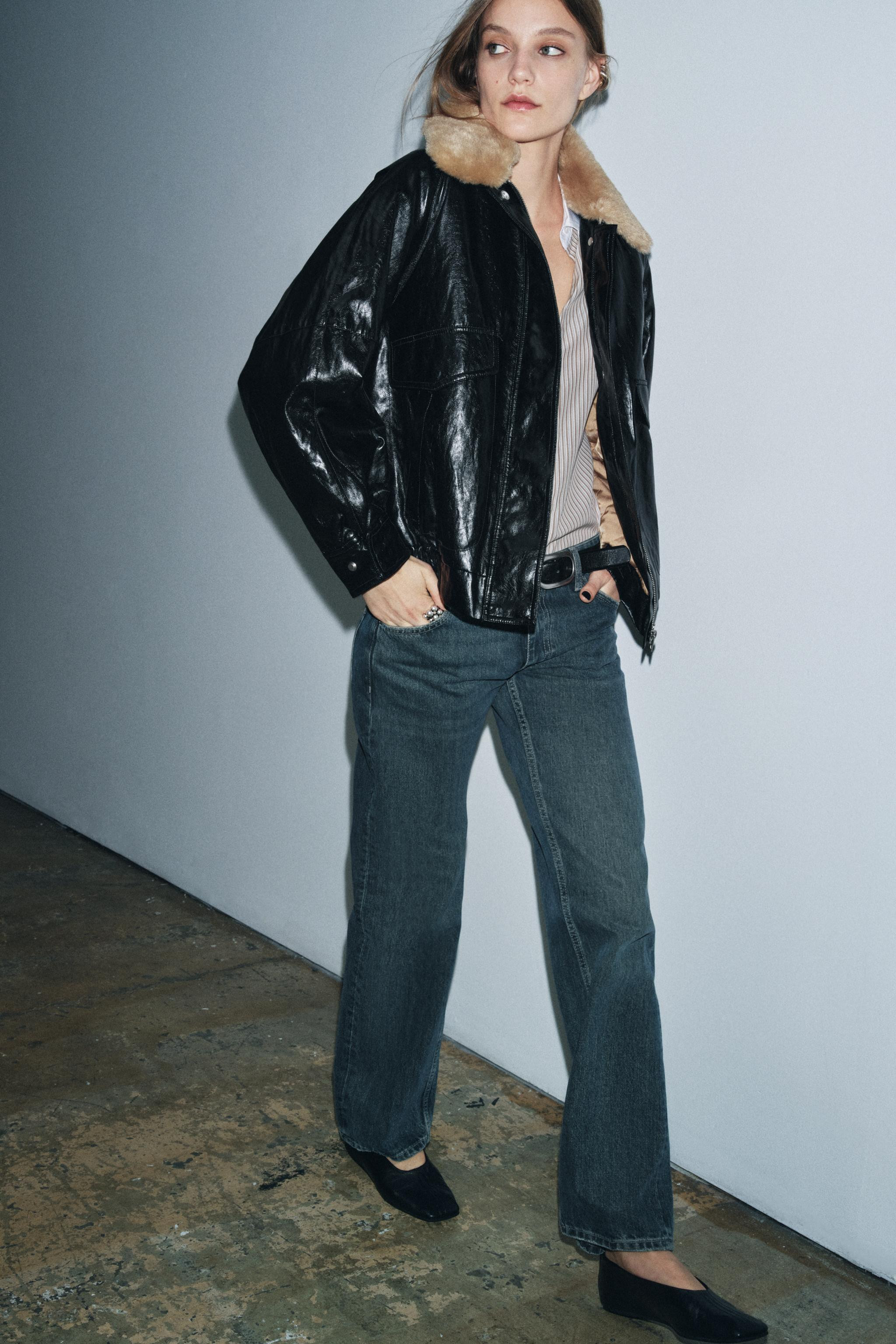 FAUX FUR COLLAR JACKET ZW COLLECTION | Zara US