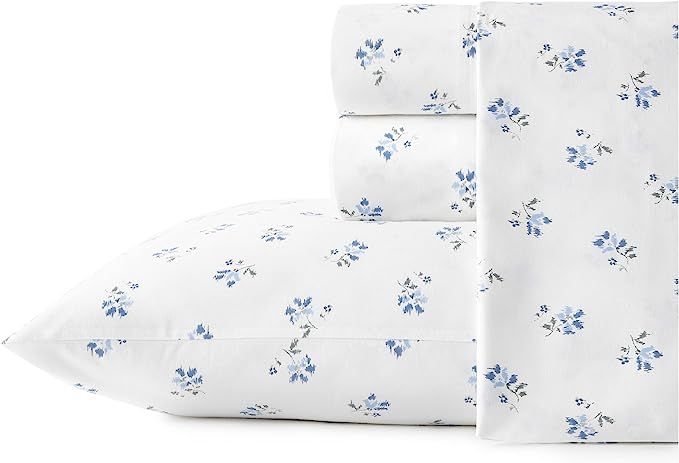 Stone Cottage - Full Sheets, Cotton Percale Bedding Set, Crisp & Cool Home Decor (Blue Sketchy Di... | Amazon (US)