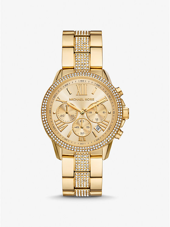 Oversized Brynn Pavé Gold-Tone Watch | Michael Kors US