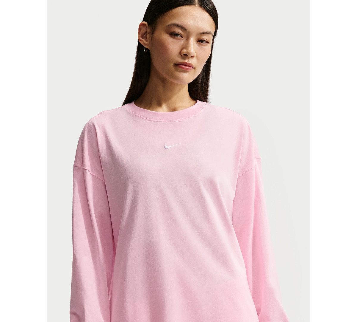 Nike Women's Sportswear Oversized Long-Sleeve T-Shirt - Pink Foam | Macy's