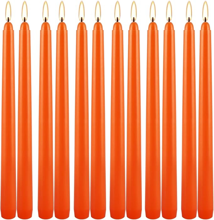 12-Pack Orange Taper Candles - 10 Inch Unscented Dripless Candlesticks, Long Burning for Hallowee... | Amazon (US)