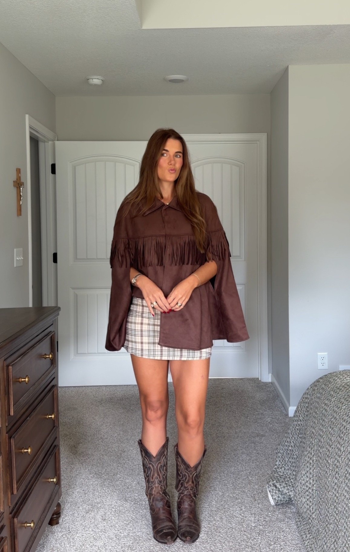 walmart fall fashion! size small in cape + small in skirt