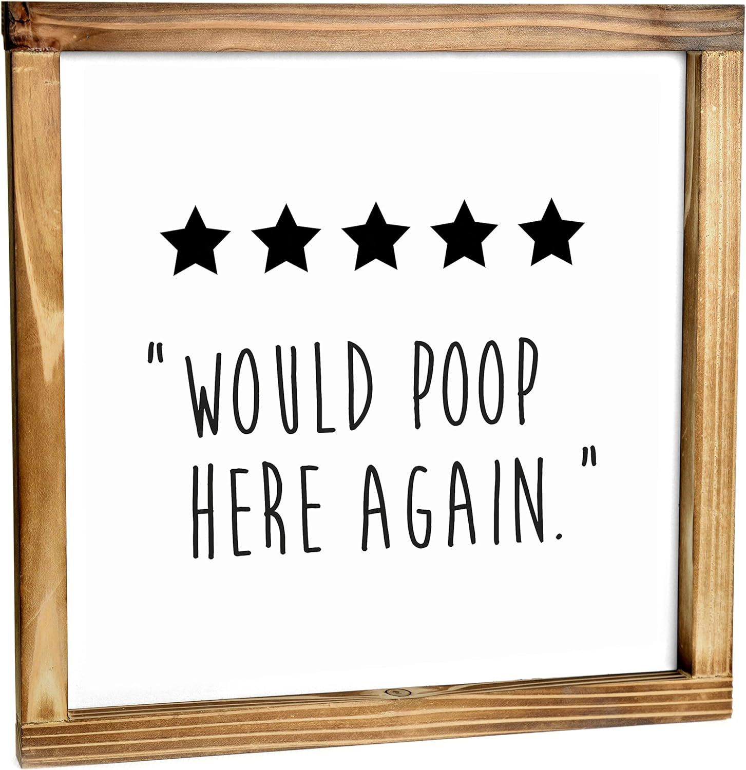 Five Stars Would Poop Here Again Bathroom Sign 12x12 Inch, Farmhouse Bathroom Wall Decor, Funny P... | Amazon (US)