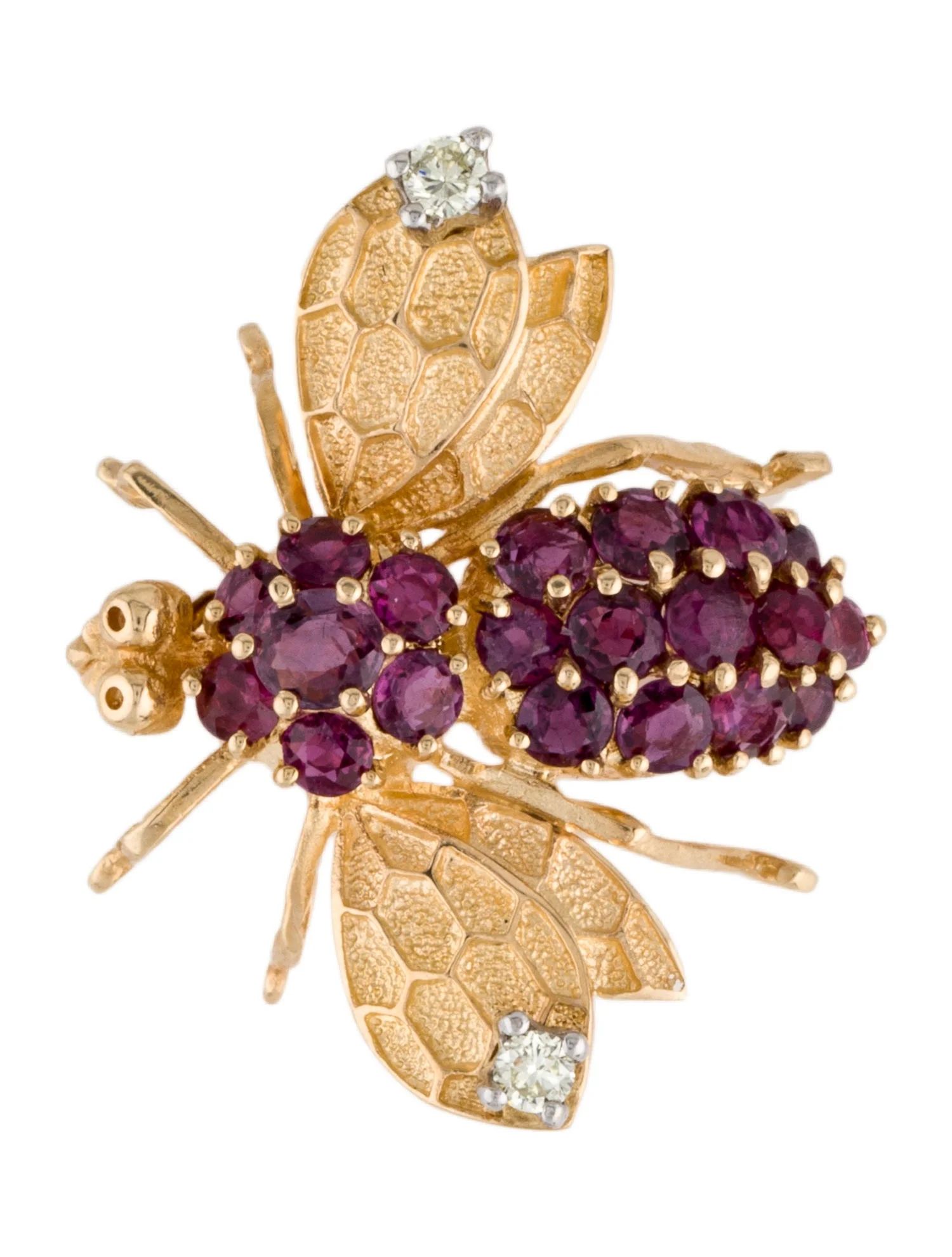 14K Ruby & Diamond Bee Brooch Pin | The RealReal
