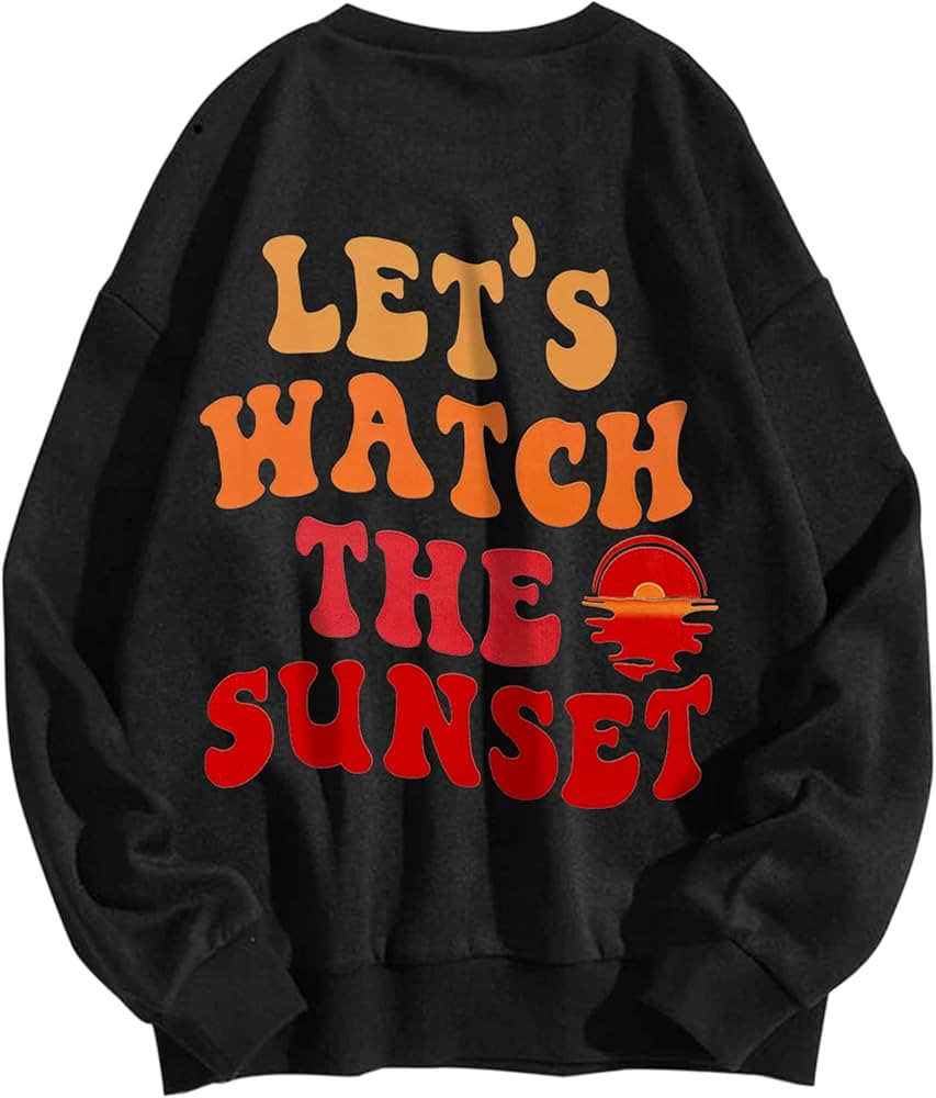 Lauweion Women’s Oversized Graphic Sweatshirt Teen Girls Baggy Watch Sunset Letter Print Vintage Pul | Amazon (US)