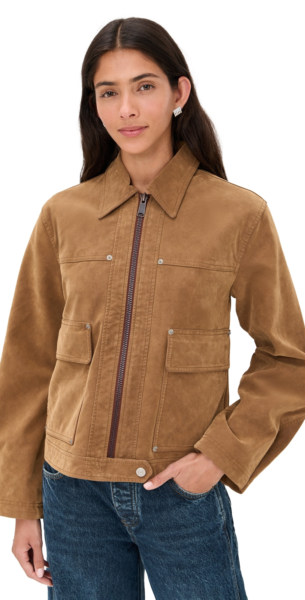 Free People Blair Faux Suede Jacket Caramel Cafe S | Shopbop