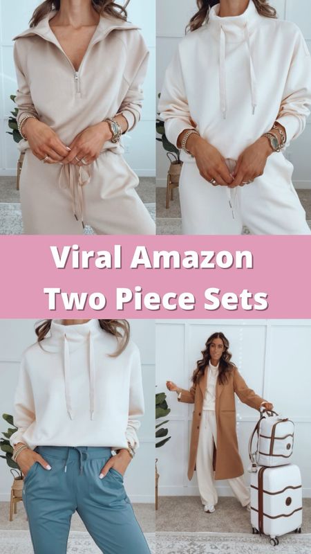 These viral two piece sets are so soft and stretchy. Great to mix and match for the airport or everyday outfit. Wearing my true to size in each.

#LTKtravel #LTKstyletip #LTKfindsunder50