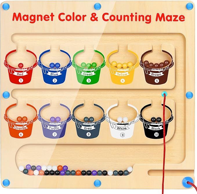 Stronger Magnet Montessori Toys,FLITI Color and Number Counting Games,Wooden Puzzle Board for Tod... | Amazon (US)