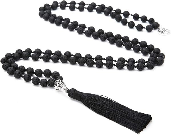 108 Mala Beads Semi-Precious Gem Stones Meditation Necklace | Amazon (US)