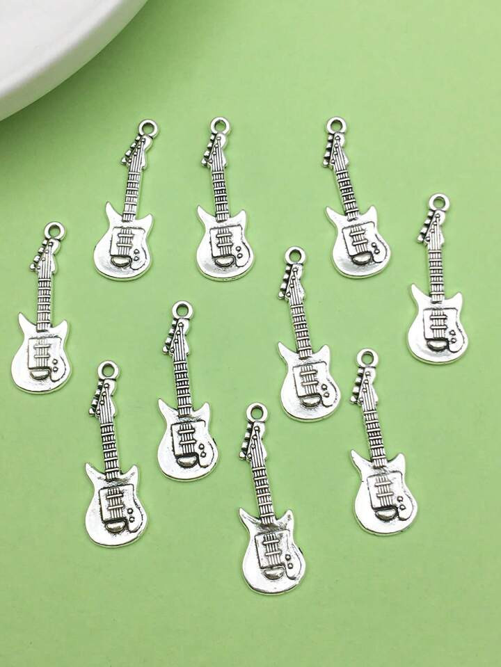 20pcs Antique Silver Alloy Guitar Musical Instrument Music Charm DIY Pendant For Bracelet Jewelry... | SHEIN