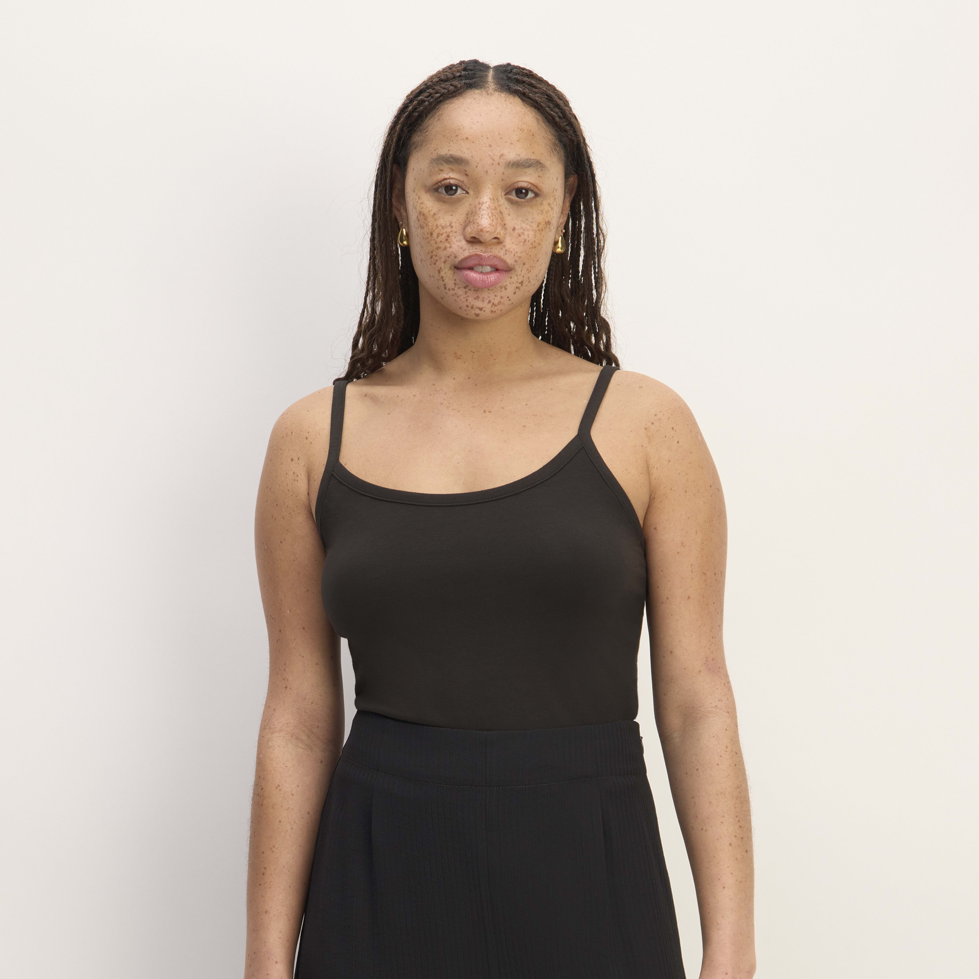 Women's SupimaÂ® Form Spaghetti Strap Cami by Everlane in Black, Size XXL | Everlane