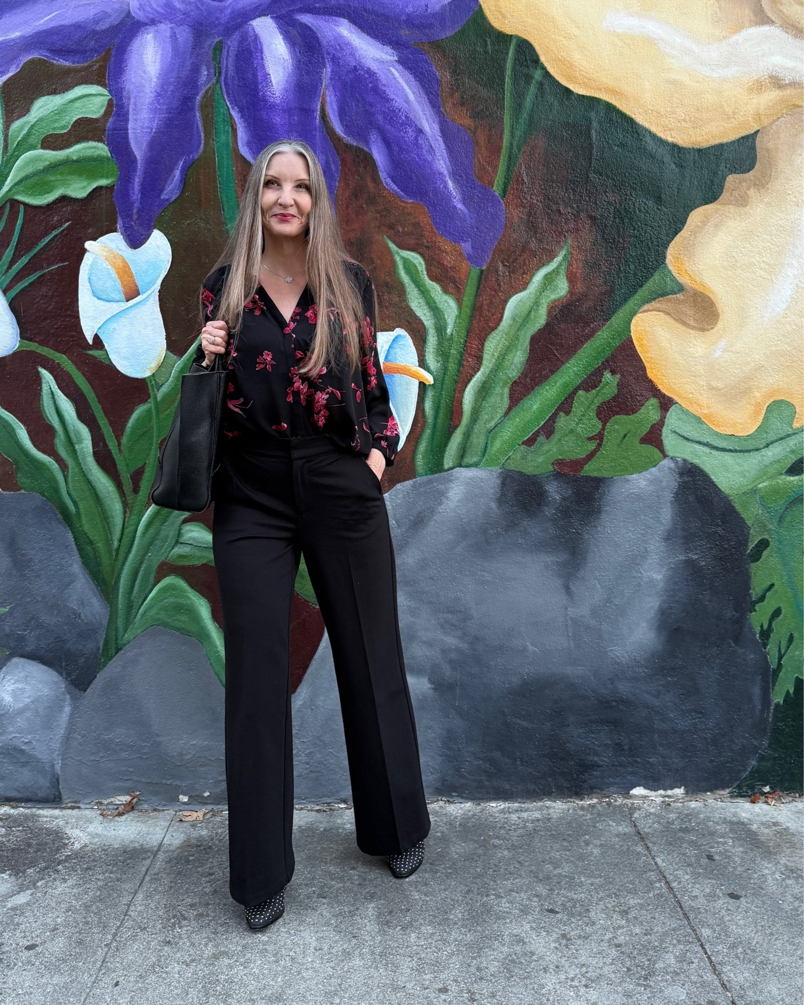 Sharp work outfit for fall. #fallflorals #blacktrousers #workpants #wtw

#LTKWorkwear #LTKOver40 #LTKMidsize