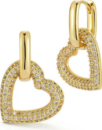 CHLOE AND MADISON Cubic Zirconia Heart Drop Hoop Earrings | Nordstromrack | Nordstrom Rack