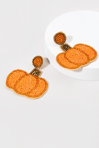 Nettie Seedbead Pumpkin Earrings | Francesca's