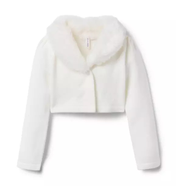 Faux Fur Collar Cropped Cardigan | Janie and Jack