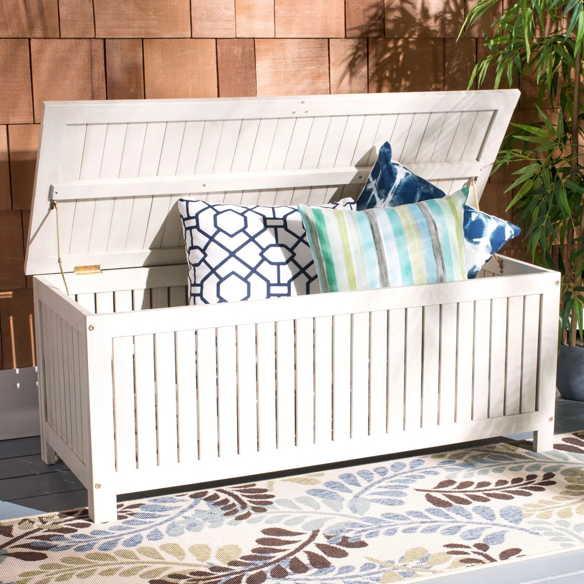 Safavieh Abri 47.6'' W Water Resistant Solid Wood Eucalyptus Deck Box | Wayfair North America
