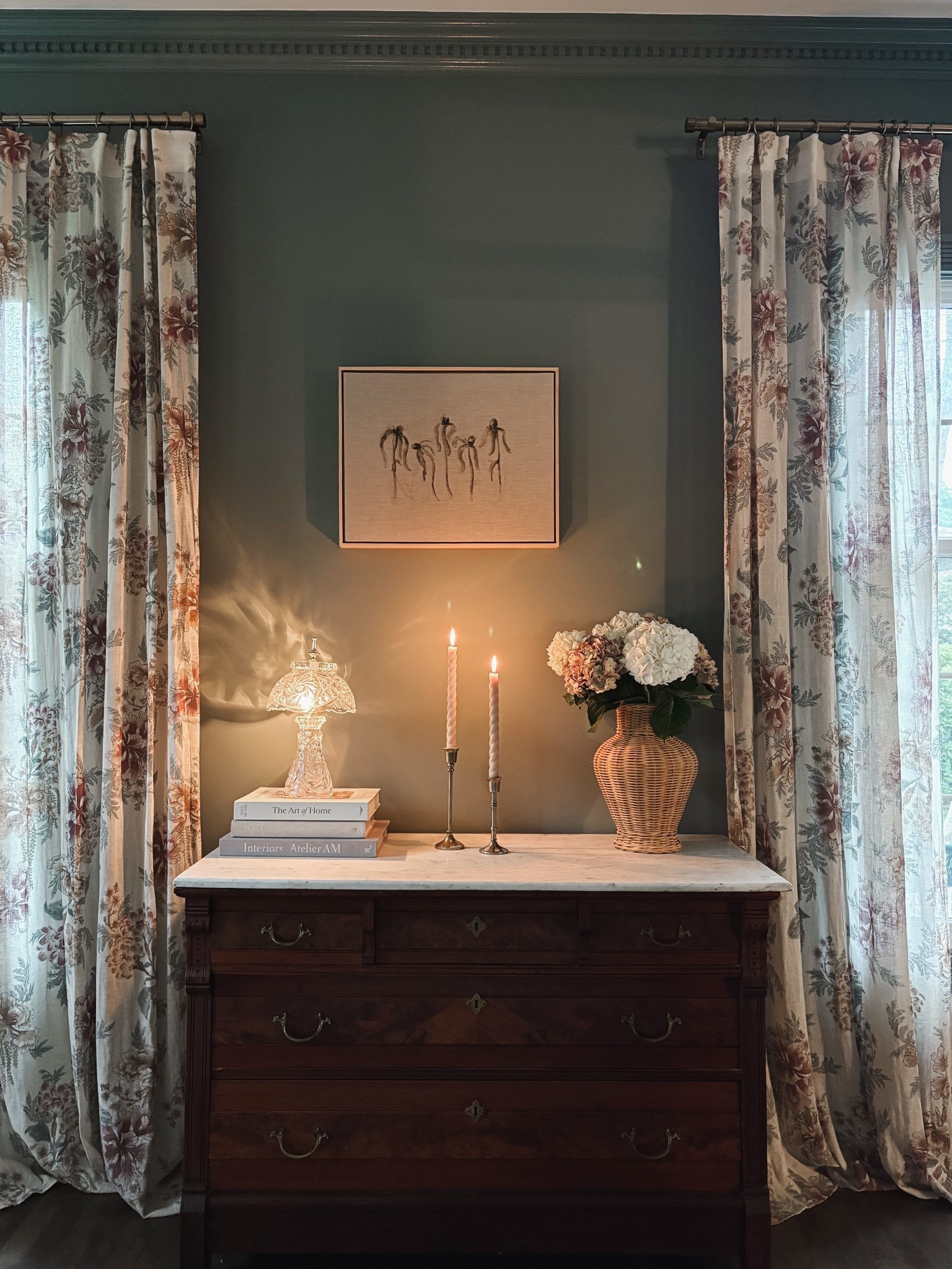 Floral curtains and similar options. 