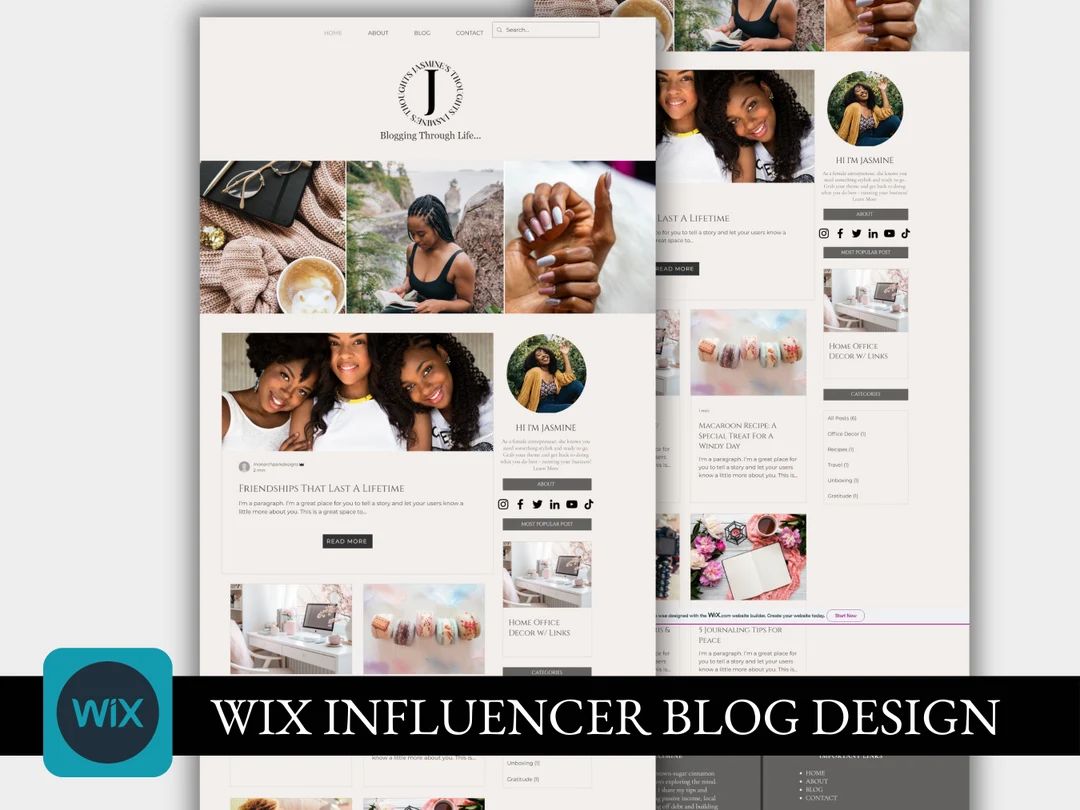 Wix Website Template, Influencer Wix Blog, Content Creator Blog, Travel Blog, Fashion Blogger, Wi... | Etsy (US)
