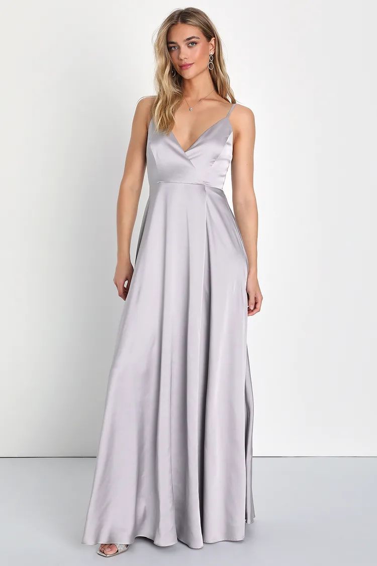Ode To Love Silver Satin Maxi Dress | Lulus (US)